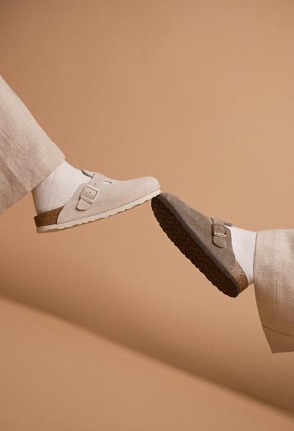 Birkenstock Boston Suede Leather Antique White